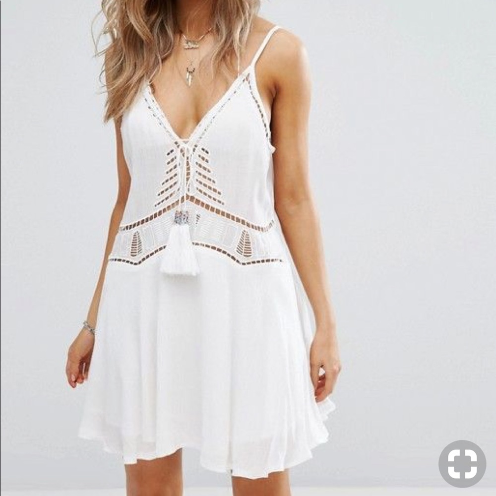 White linen cutout coverup